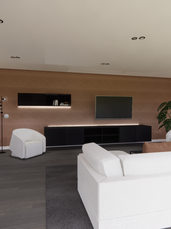 Rendering plans 3D image interior design modern interior pink living room Rendus plans 3D image intérieur rose moderne salon